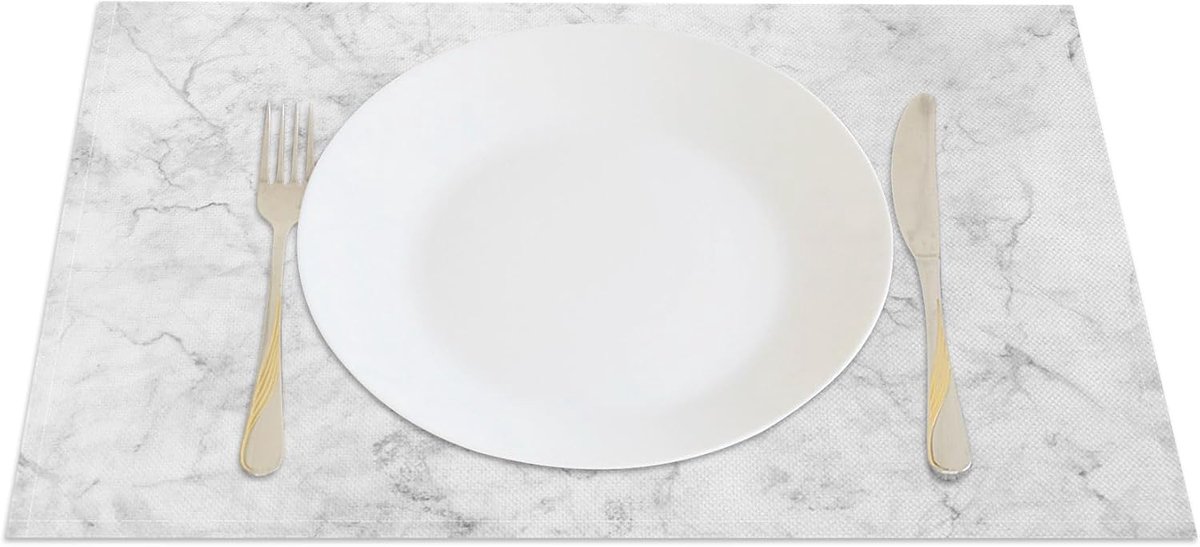 Placemats set van 4 - 45x30cm marmerlook - grijs elegant - beschermt je tafel - ShopVlot