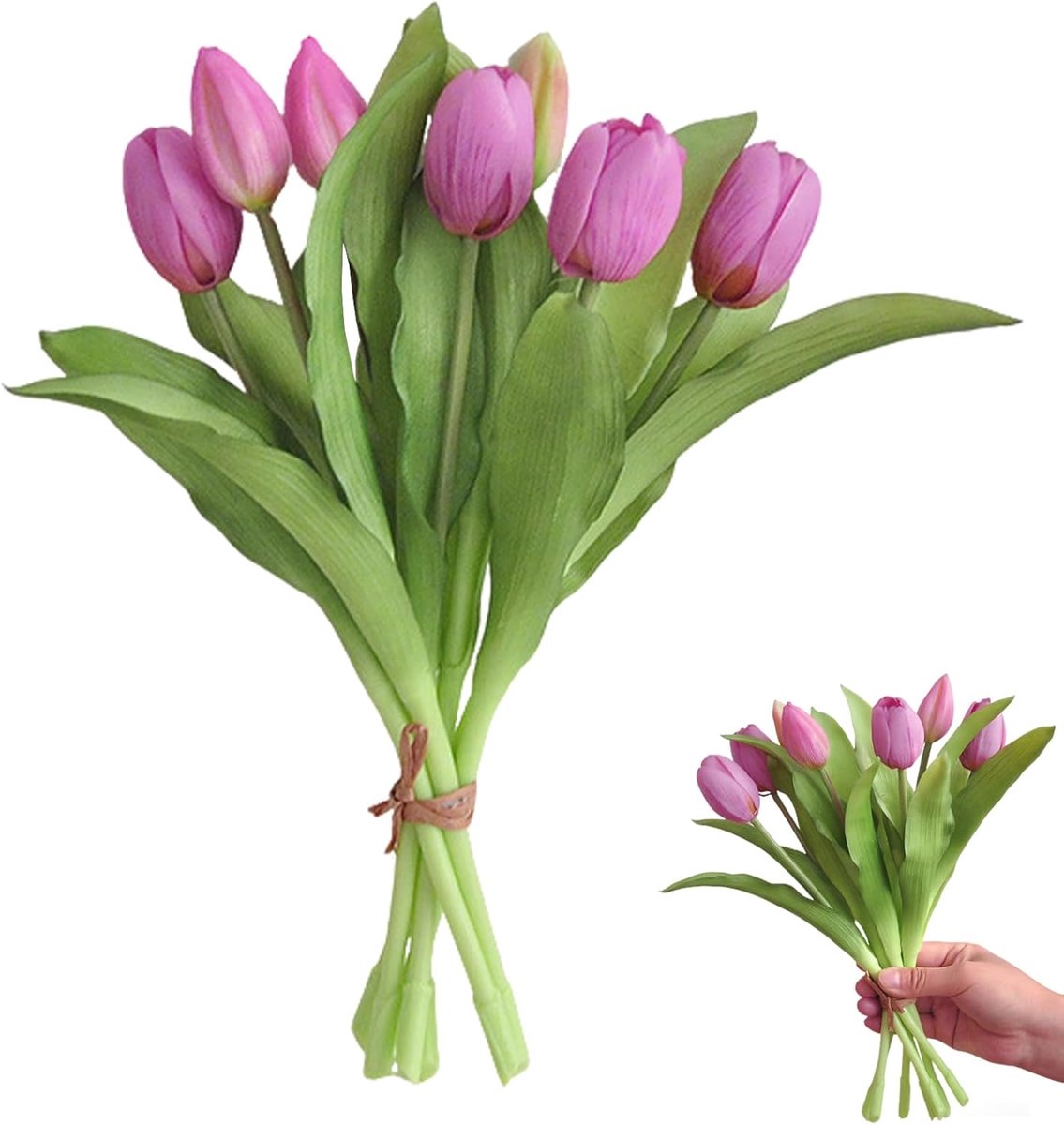 Kunsttulpen 7 stuks - lichtpaars - duurzaam en onderhoudsvriendelijk - perfect voor woningdecoratie - ShopVlot