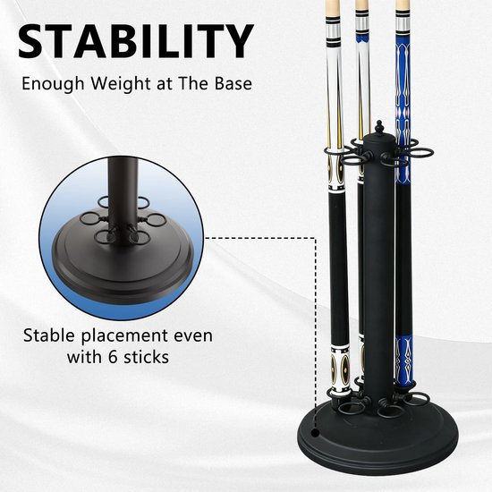 Solidchoice - Metalen Billiard Cue Houder met 6 Holes voor Thuisgebruik — afbeelding 2