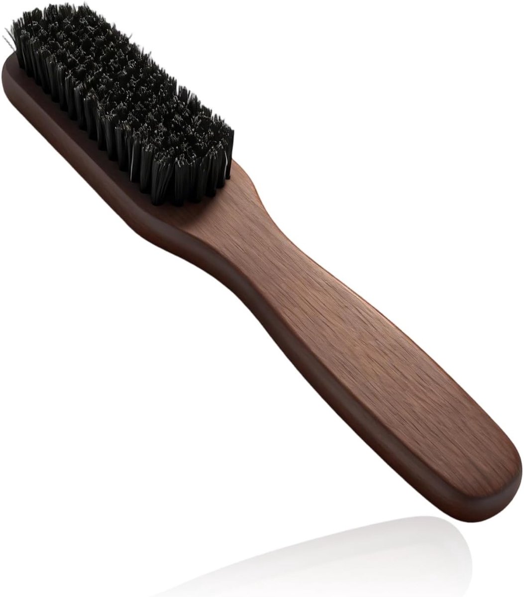 Herenborstel voor haar en baard, met natuurlijke varkensharen, voor stylen en gladmaken