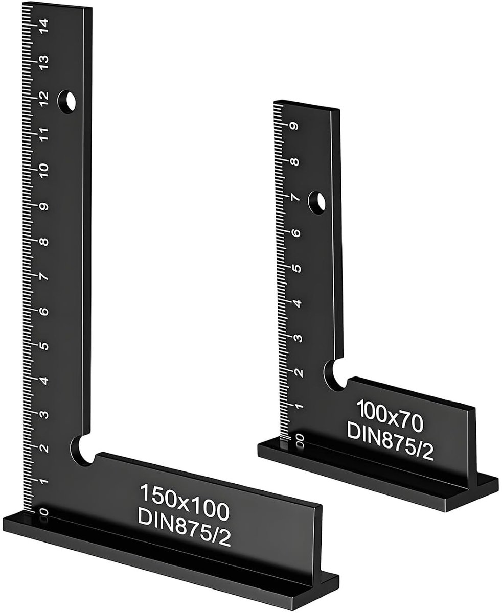 Set van 2 Slotenhoeken 90° Aanslaghoeken 100 x 70 mm en 150 x 100 mm – Perfect voor Nauwkeurig Metalen Werk en Houtbewerking