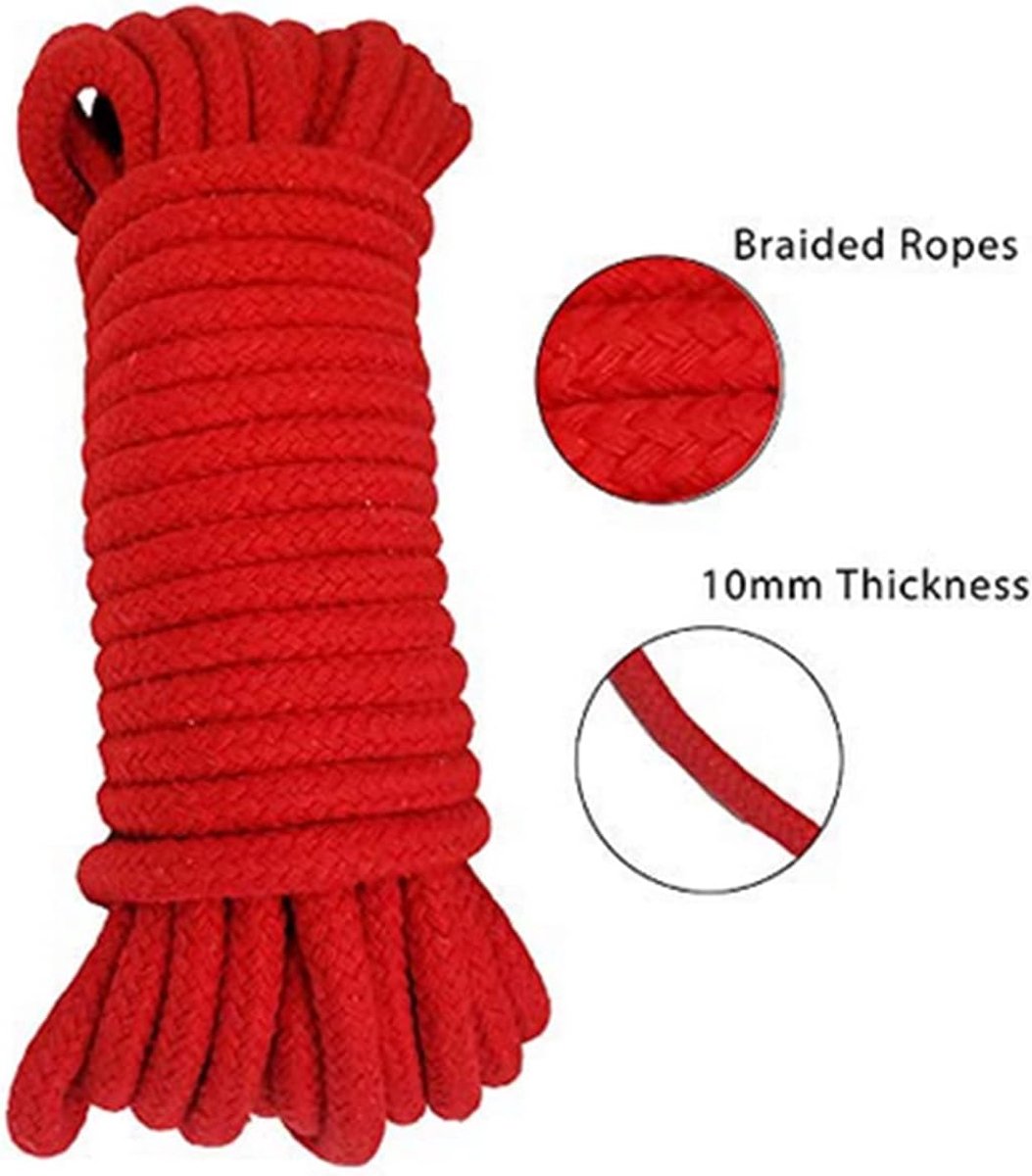 Soft Cotton Rope, 10m/8mm Universal Rope for Crafts, Thick Cotton Yarn (Red) - ShopVlot