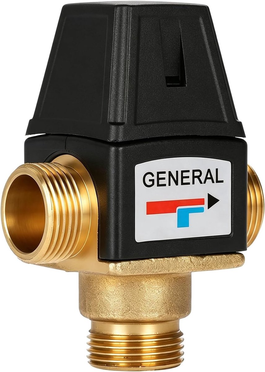 Dn20 Thermostatic Mixing Valve, Male/Female Thread Water Heater Mixing Valve Brass Shower Hot Water Automatic Switch - ShopVlot