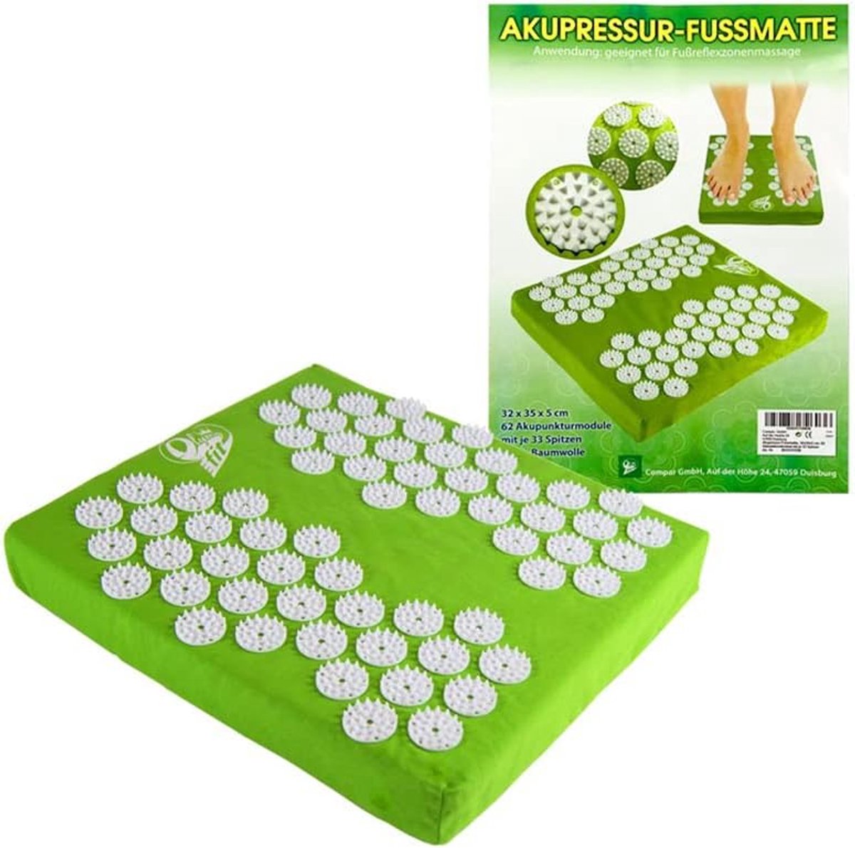 Acupressure Foot Mat, 32 x 35 x 5 cm, 62 Stimulation Circles with 33 Points Each Yoga Shanti - ShopVlot