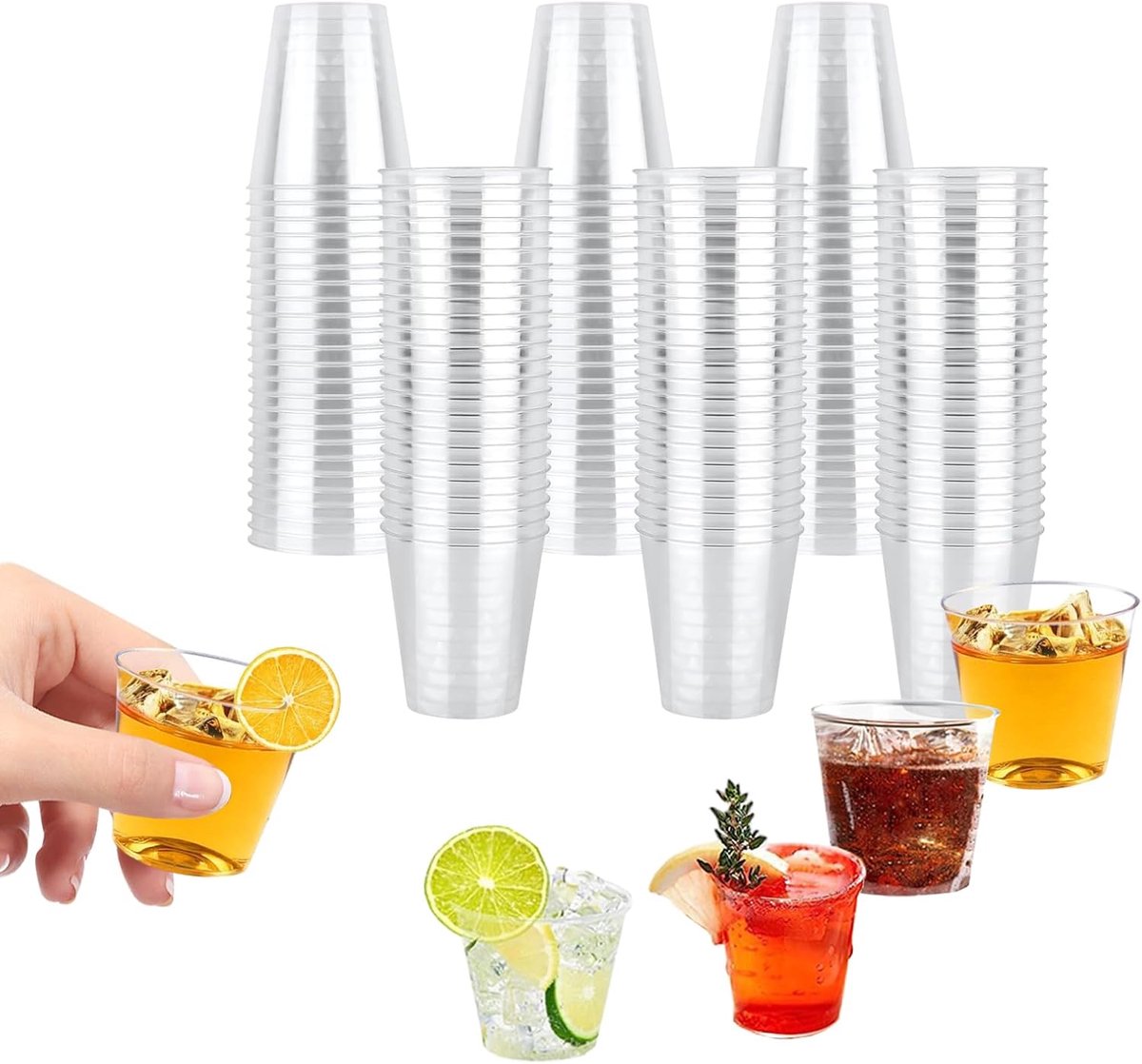 Shot glasses made of PS plastic 1 fl oz, transparent 200 pieces - Reusable, for tastings, weddings and parties - ShopVlot