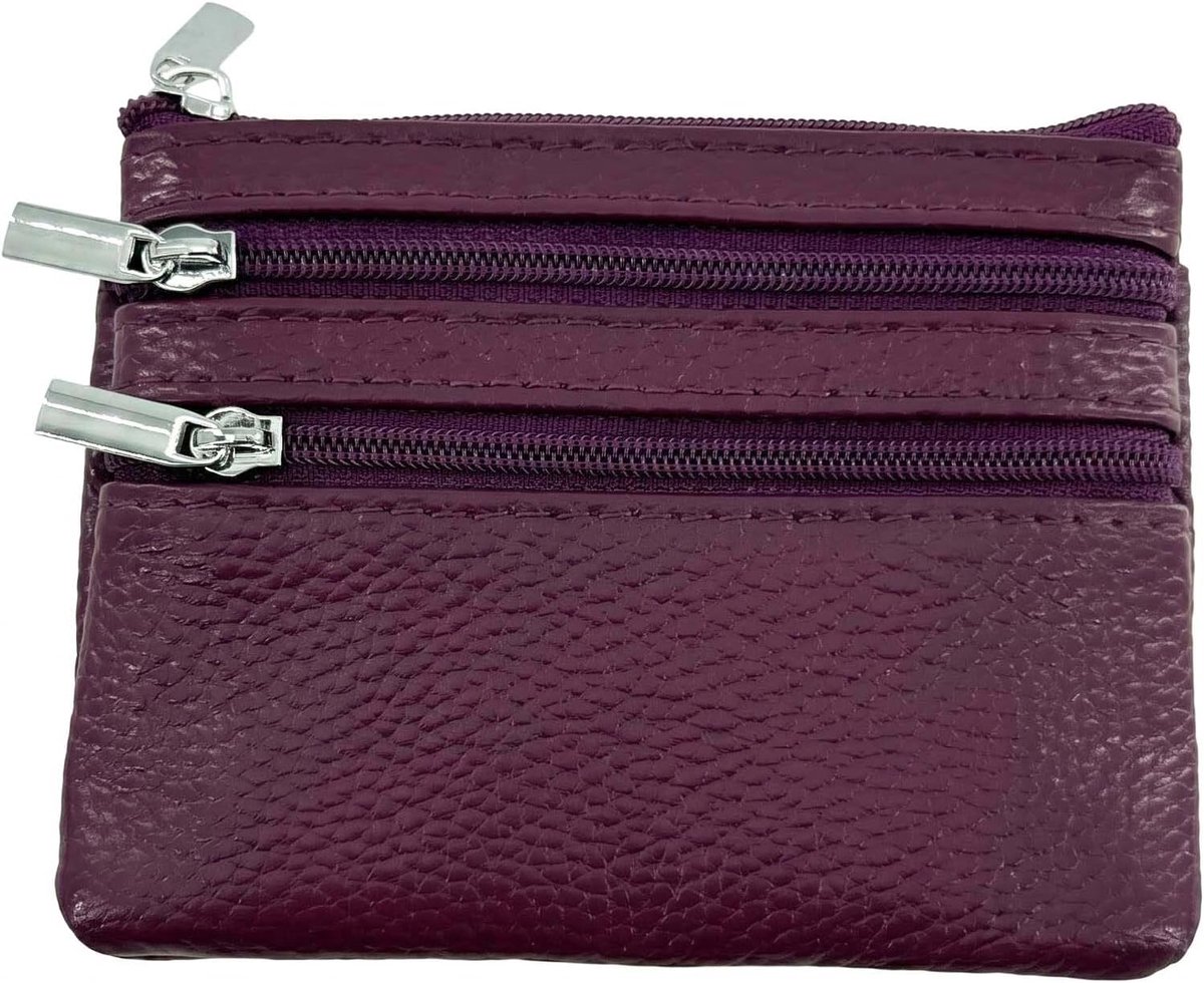 Sleuteltas van echt leer, kleine portemonnee voor dames en mini-portemonnee, reisportemonnee voor dames met - ShopVlot