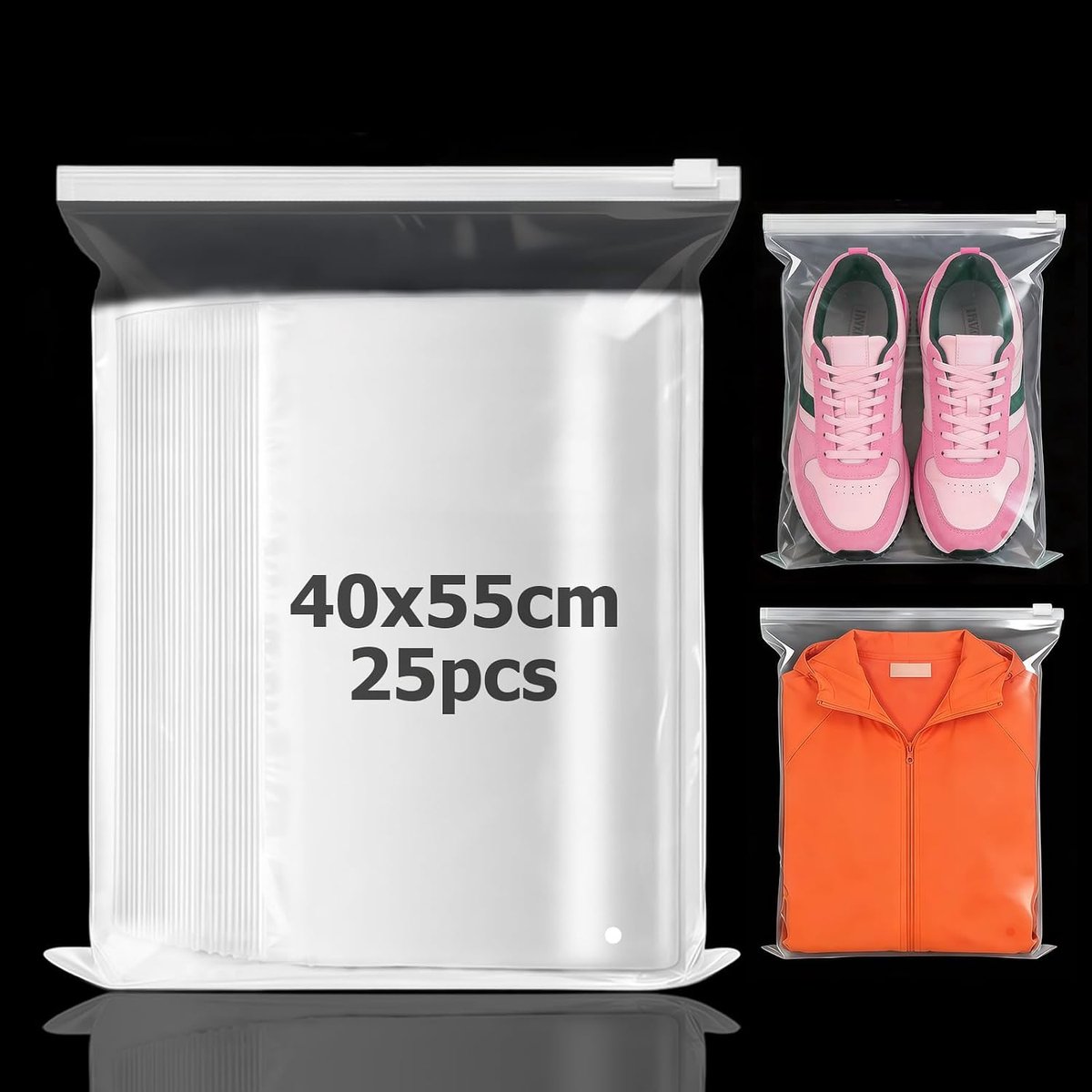 Ritszakken - Opbergzakken - Kleding Organiseren - Stofvrij Ontwerp - 25 stuks 40x55cm - Transparant