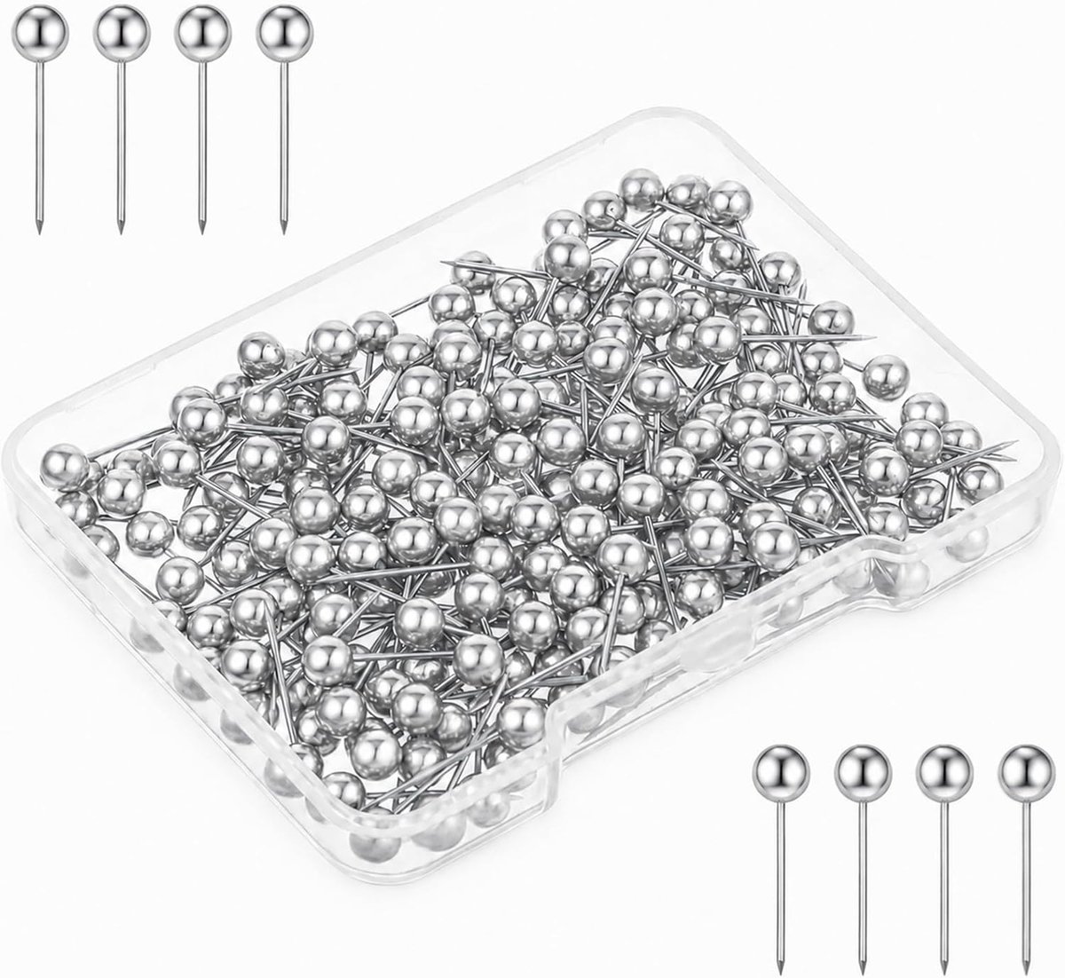 200 stuks zilveren punaises, 15 mm kleine ronde koppen, zilveren punaises - ShopVlot
