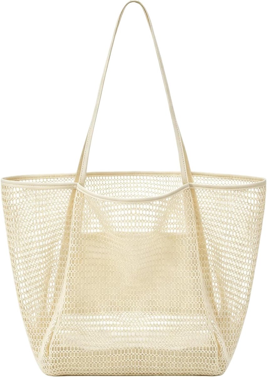 Mesh strandtas - grote mesh tas, dames mesh strandtas, grote mesh draagtas met binnenzak, lichtgewicht draagtas voor - ShopVlot
