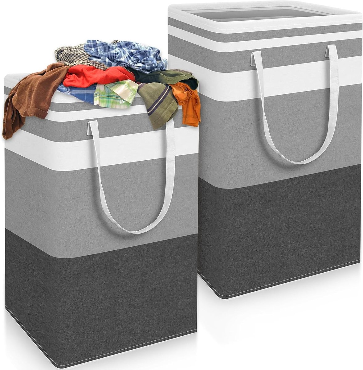 Laundry Baskets, opvouwbare wasmand, 75 liter, 2-delige wasmand met draagbare handgreep voor opslag en organisatie in - ShopVlot