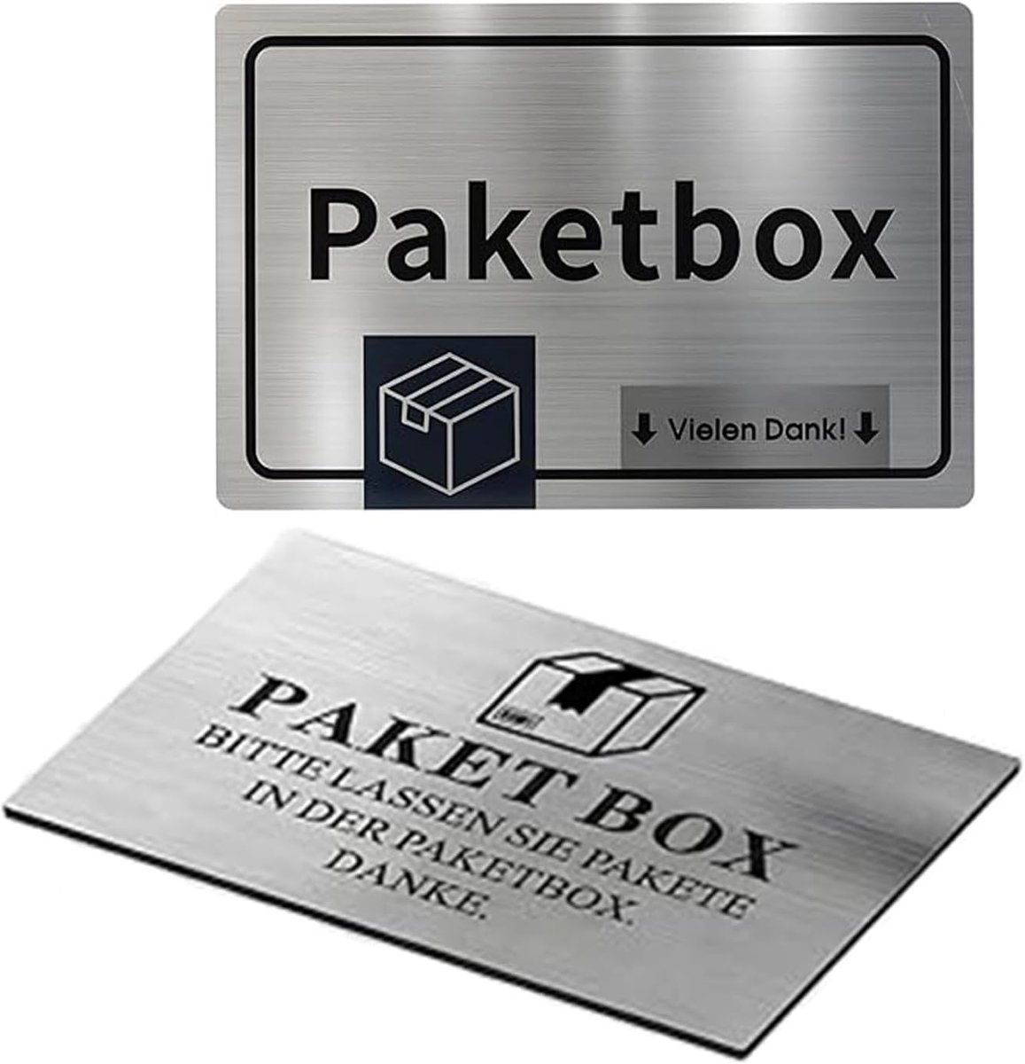 2 stuks pakketdoosbordjes, zilveren pakketdoosbordjes 15 x 10 cm, informatie, zelfklevend voor een veilige plaats voor - ShopVlot