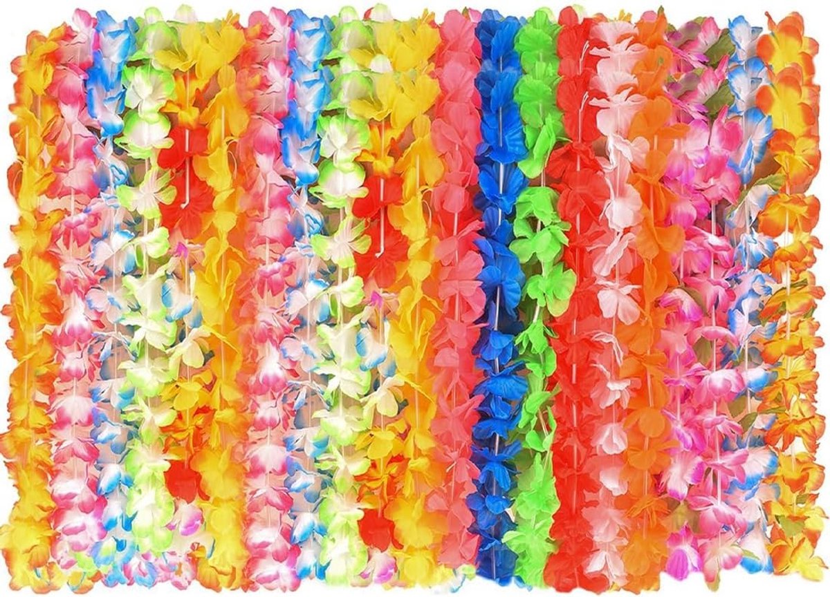 EIHI 20 Pieces Hawaiian Flower Chain, Hawaiian Flower Chain, Flower Necklace, Mixed Colours - ShopVlot