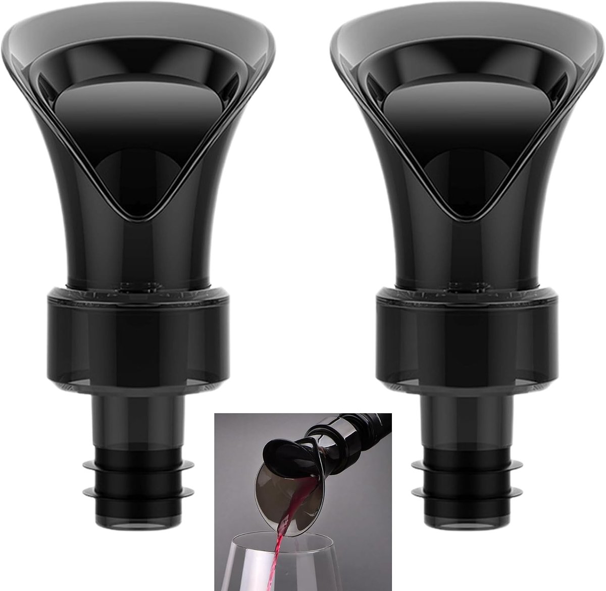 Wine Bottle Cap, Wine Stopper, Wine Cap, Bottle Cap, 2 Pack, Black, Beer Bottles, Wine Stopper, Wine, Pouring, Seal - ShopVlot