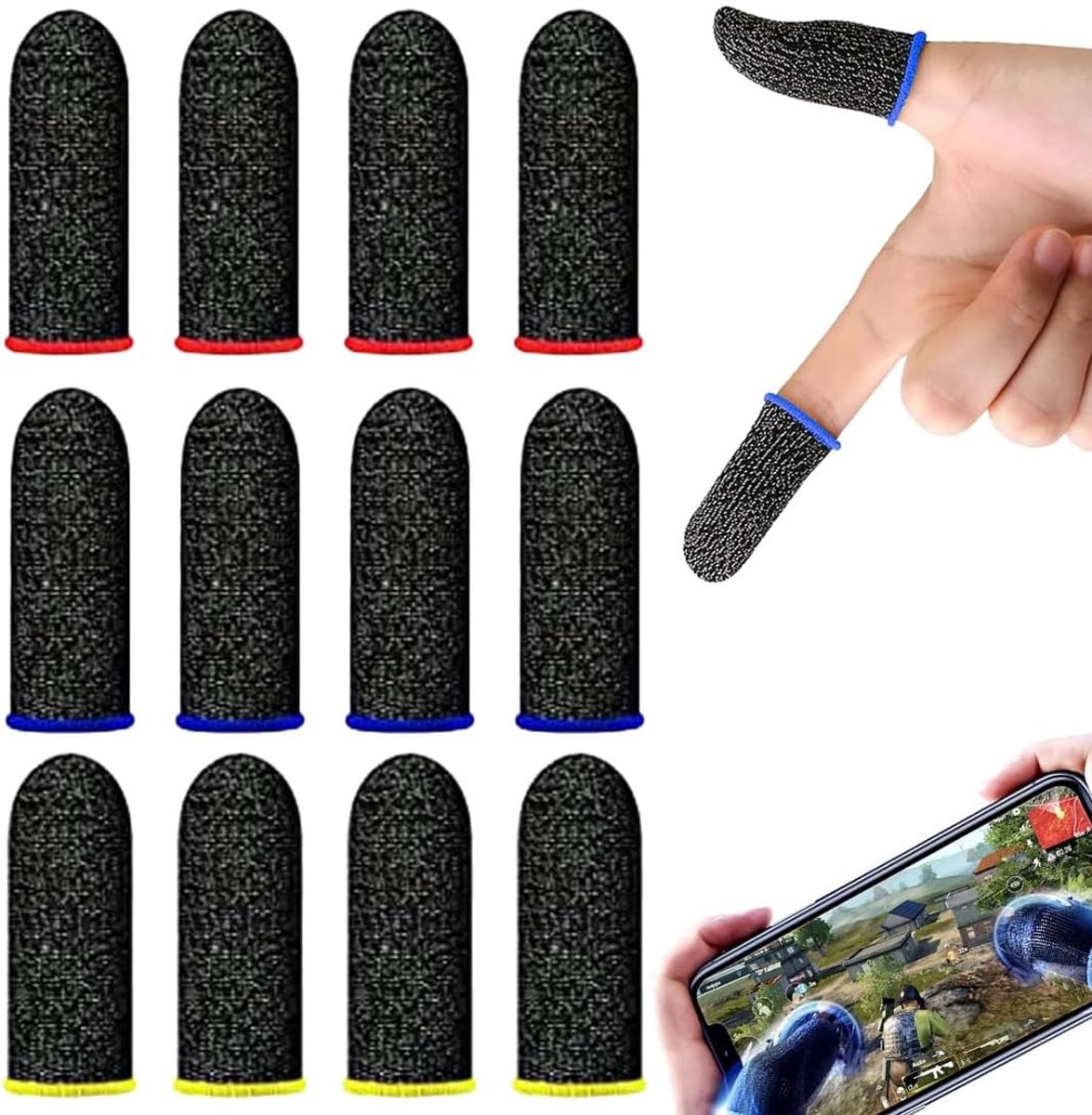 6 paar vingerhoezen, vingerhoezen voor gaming, anti-zweet, antislip, koeling, voor mobiel spel, e-sport, smartphone - ShopVlot