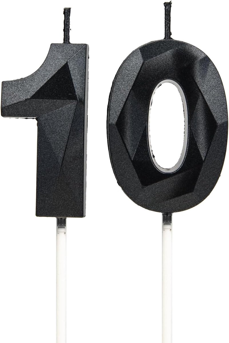 Number 10 Black Birthday Candles Cake Topper - Birthday decoration cake topper for parties weddings and corporate - ShopVlot