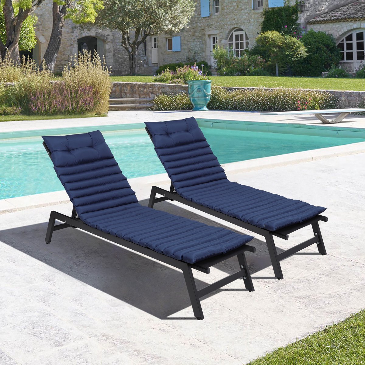 COVREO Ligbedkussen 193 x 60 cm blauw, van polyester met bevestigingsbanden
