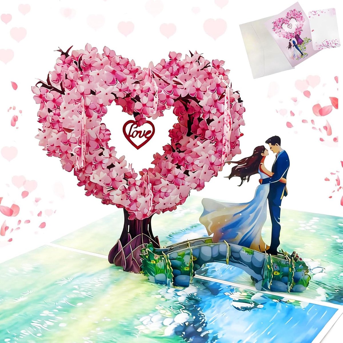 Pop up card love tree, 3D Valentine's Day greeting card with envelope - ShopVlot