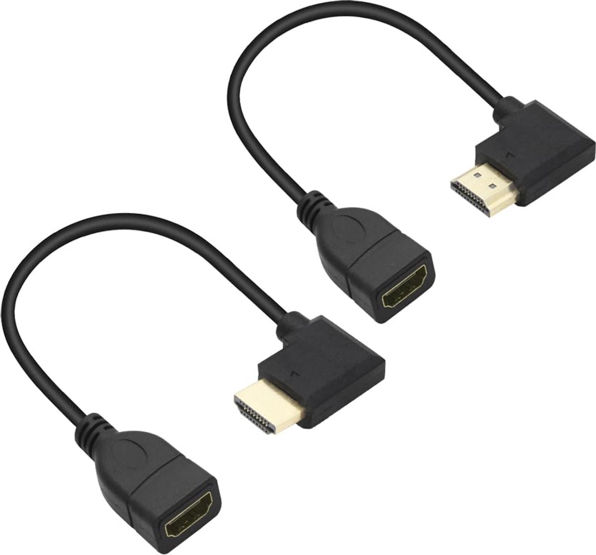 1 Pair 90 Degree HDMI Male to HDMI Female Extension Cable 4K, Gold Plated 90 Degree High Definition Extension Cable - ShopVlot
