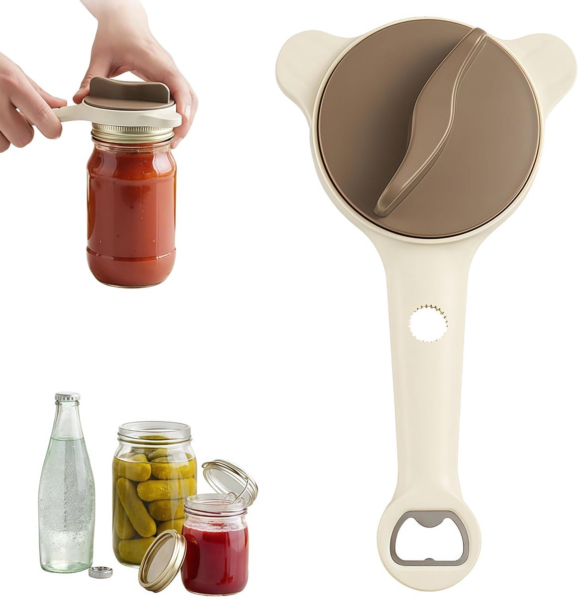 Multifunctionele intrekbare pot en flesopener, 2026 nieuwe 4-in-1 potopener - ShopVlot