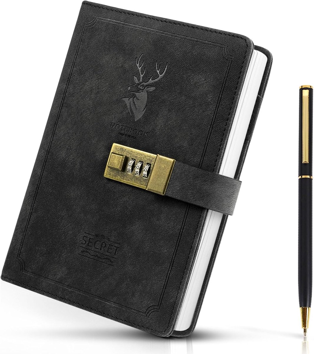 230 Pages, A5 Format, Retro-Style PU Leather Lockable Diary with Combination Lock for More Privacy, Notebook for Men - ShopVlot