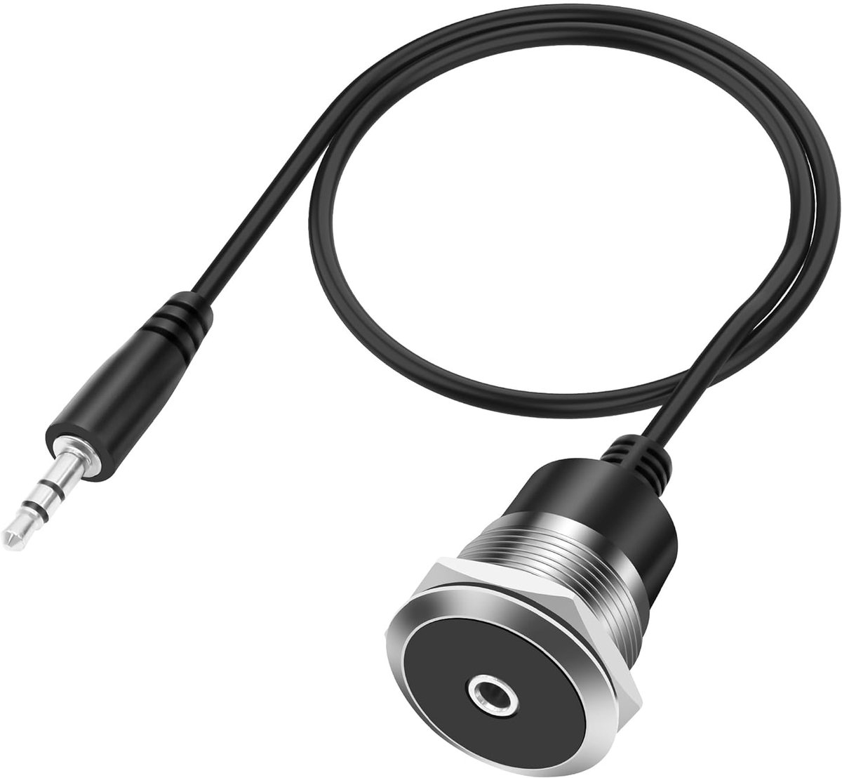 XMSJSIY 3.5mm TRS Panel Mount Audio Cable 1/8 Inch TRS to Threaded Round 3.5mm Jack Headphone Extension Cable Built-in - ShopVlot