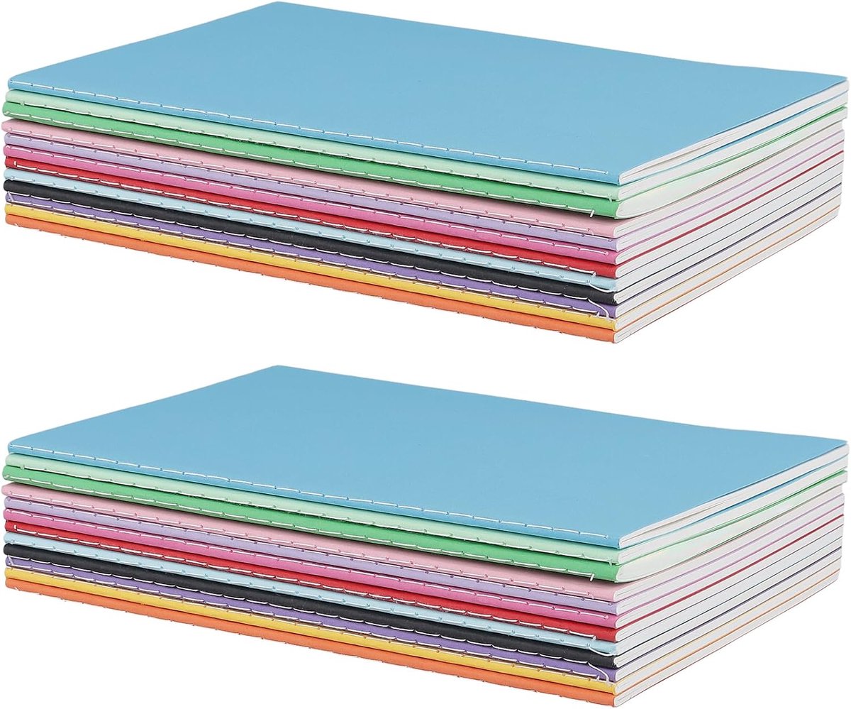 Notebook, 24 Pieces, A5 Ruled, 14 x 21 cm, 12 Colours, A5 Notebook, 30 Sheets Per Notebook, Small Notebook for Office - ShopVlot