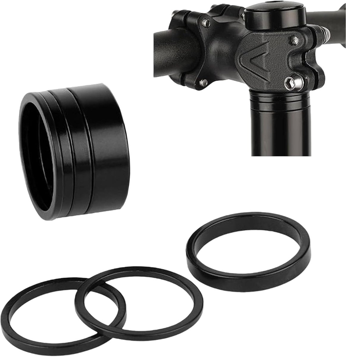 Dreamil Bicycle Handlebar Spacer Set 5pcs Bicycle Ahead Stem Spacer 2mm/3mm/5mm/10mm Headset Spacer for Mountain Bike - ShopVlot