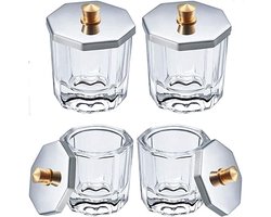 Nail Art Glass Cups, 4 Pieces Nail Caps, Glass for Manicure, Nail Art, Liquid Acrylic Powder, Can Be Used for Nail Care - ShopVlot