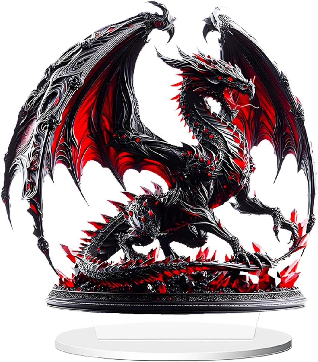 Fire Dragon Acryl Kantoor Appartement Huis Dier Ornament, 2D Acryl Beeldje, Huis Desktop Decoratie voor Hal, Plat - ShopVlot