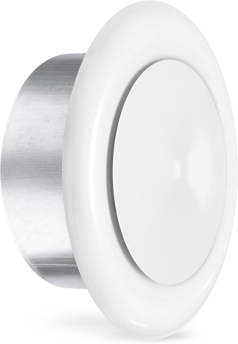TVSZ Ceiling Diffuser Ventilation Valve 100mm, Ventilation Grille White with Mounting Frame, Sheet Steel, Stepless - ShopVlot