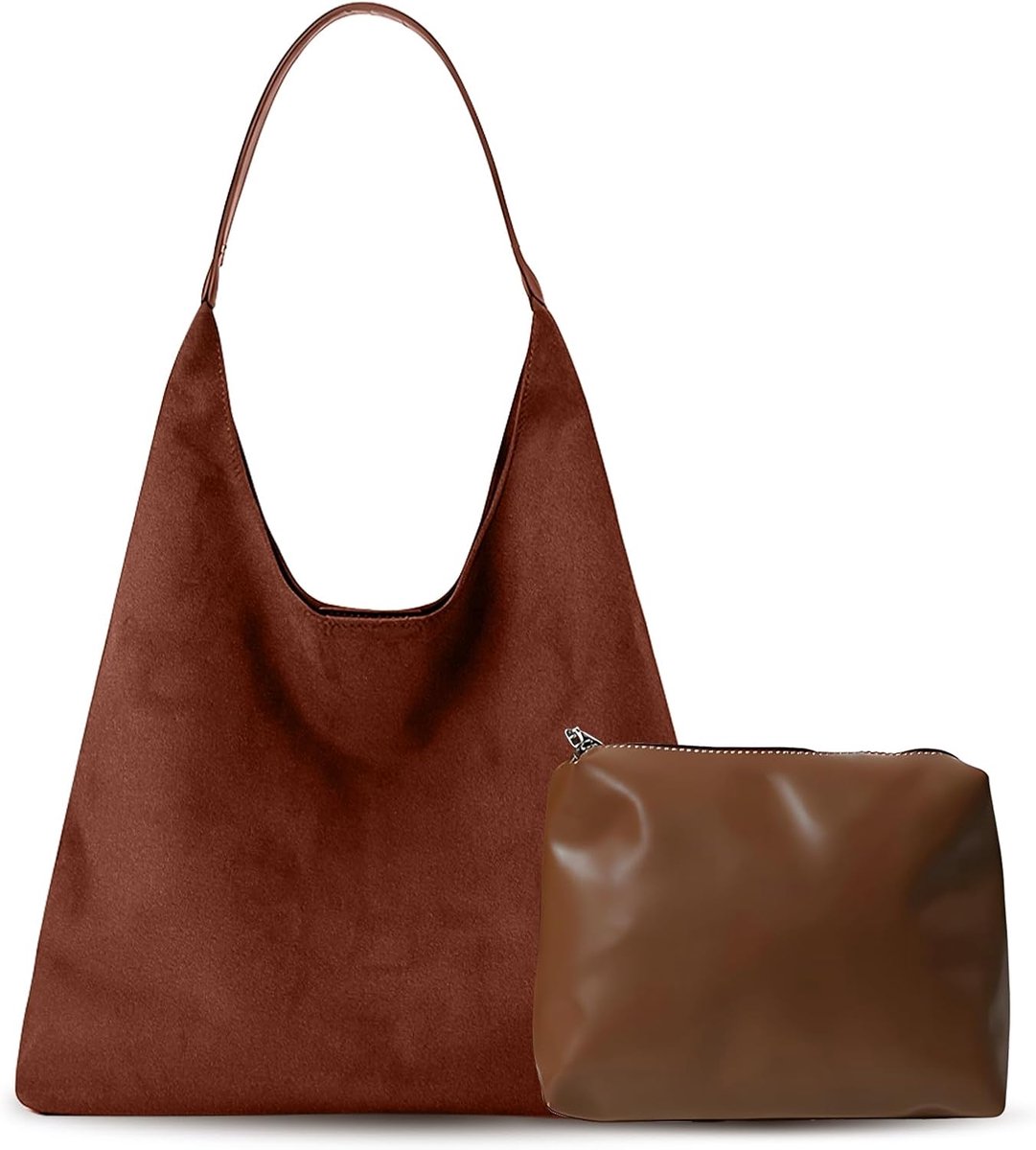 Tote Bag with Small Handbag, Suede Handbag for Women, Large Shopper Bag, University, Hobo Bag, Large Shoulder Bag - ShopVlot