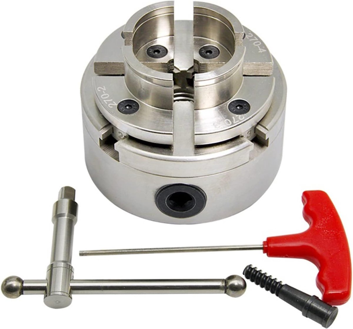 4-Inch Scroll Chuck, 100mm Woodworking Lathe Chuck, Chrome Plated, 4-Jaw Self Centering, Woodworking Machine - ShopVlot