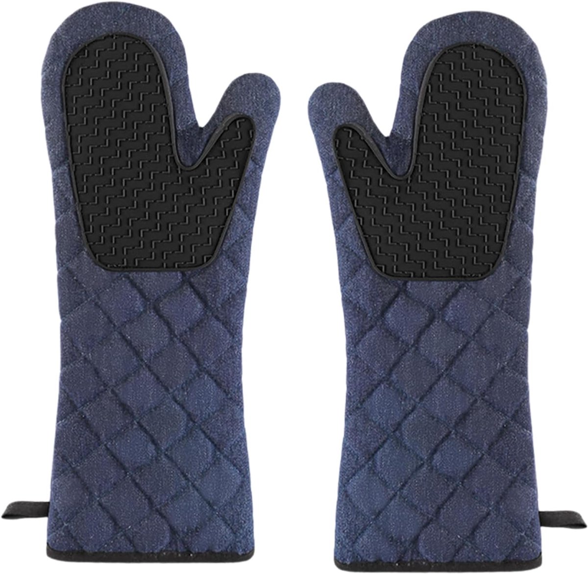 Set van 2 ovenhandschoenen, extra lang (43 cm), hittebestendig tot 260 °C, antislip siliconen en katoenen voering - ShopVlot