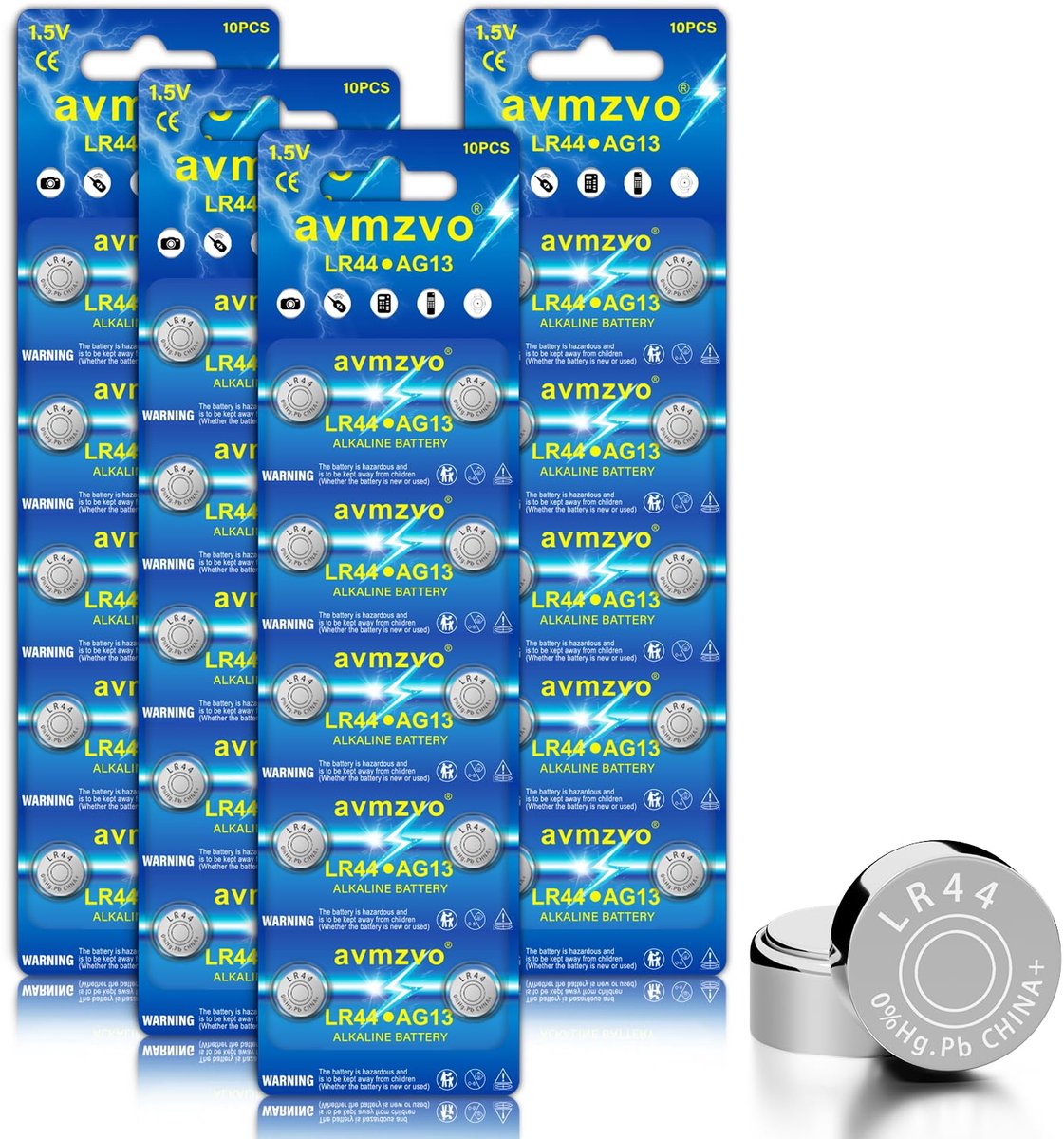 avmzvo LR44 Knoopcelbatterijen, 40 stuks, 1,5 V, langdurige prestaties, AG13/357/357A/A76/L1154, voor speelgoed - ShopVlot