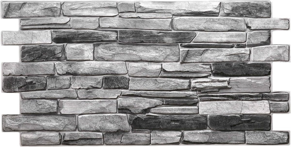 Grace Baltic - 3D Wall Panels for Interior Decoration Non-Adhesive Thin and Elastic PVC Faux Slate Silver Stone 10 - ShopVlot
