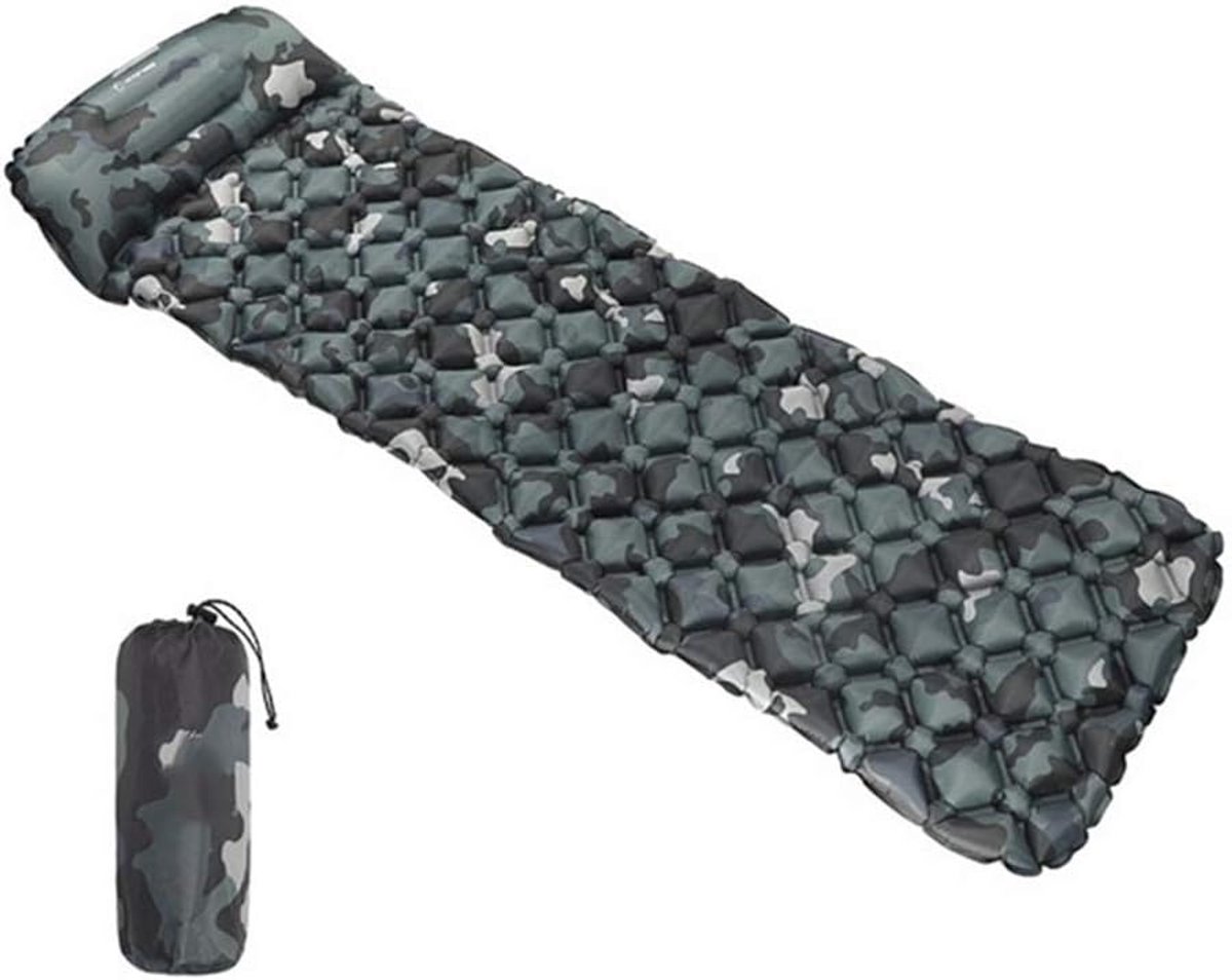Inflatable sleeping mat with pillow, fast filling air camping mat lightweight single camping mattress, outdoor air - ShopVlot