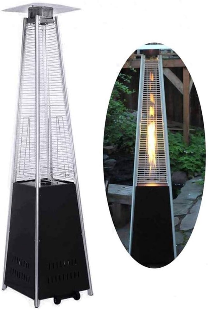 LIDS Outdoor Patio Gas Heater Stainless Steel Pyramid Propane Burner Infrared Heating, Freestanding Patio Heaters - ShopVlot