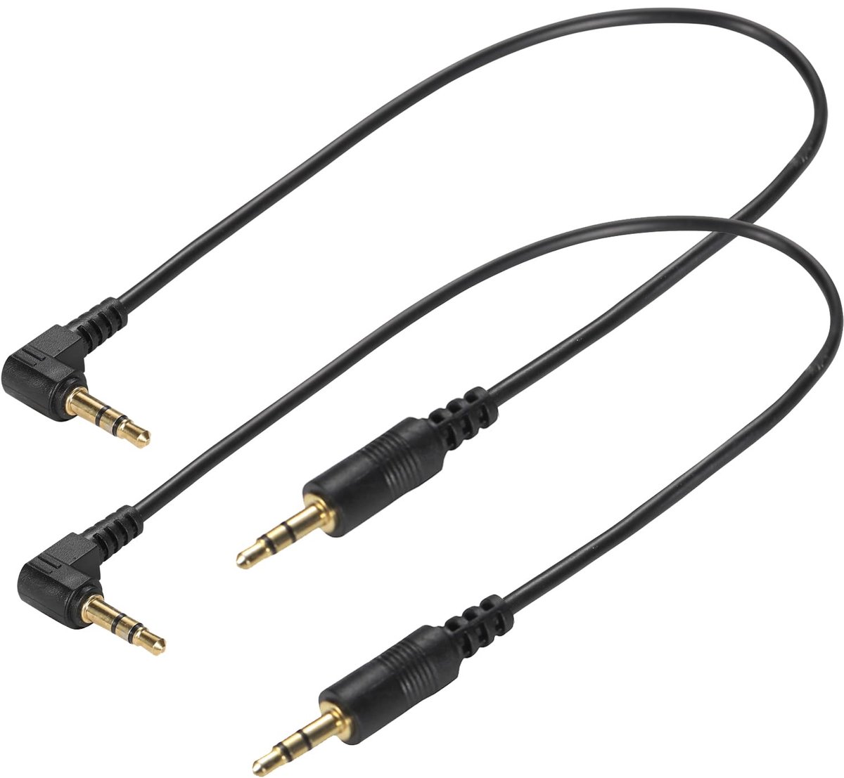 Audio kabel 30cm - 1/8" 3.5mm TRS jack - rechte en 90 graden connector - ideaal voor compacte ruimtes - ShopVlot