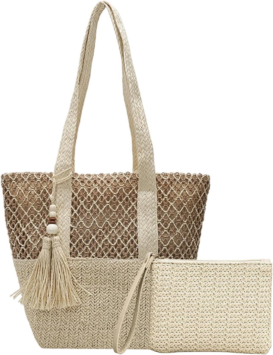 Zomertas dames - gebreide schoudertas - boho stijl - ideaal voor het strand - ShopVlot