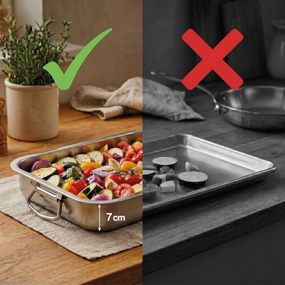 Diepe Braadpan - Roestvrij Staal - 40 cm - Met Handgrepen - Voor Oven en Keuken