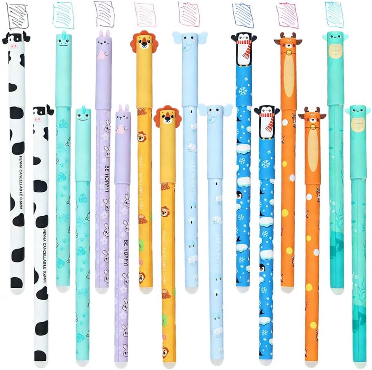 Vervaarde balpen set 16 stuks - Dierenontwerpen - 0.7 mm punt - Ideaal voor school en kantoor - ShopVlot
