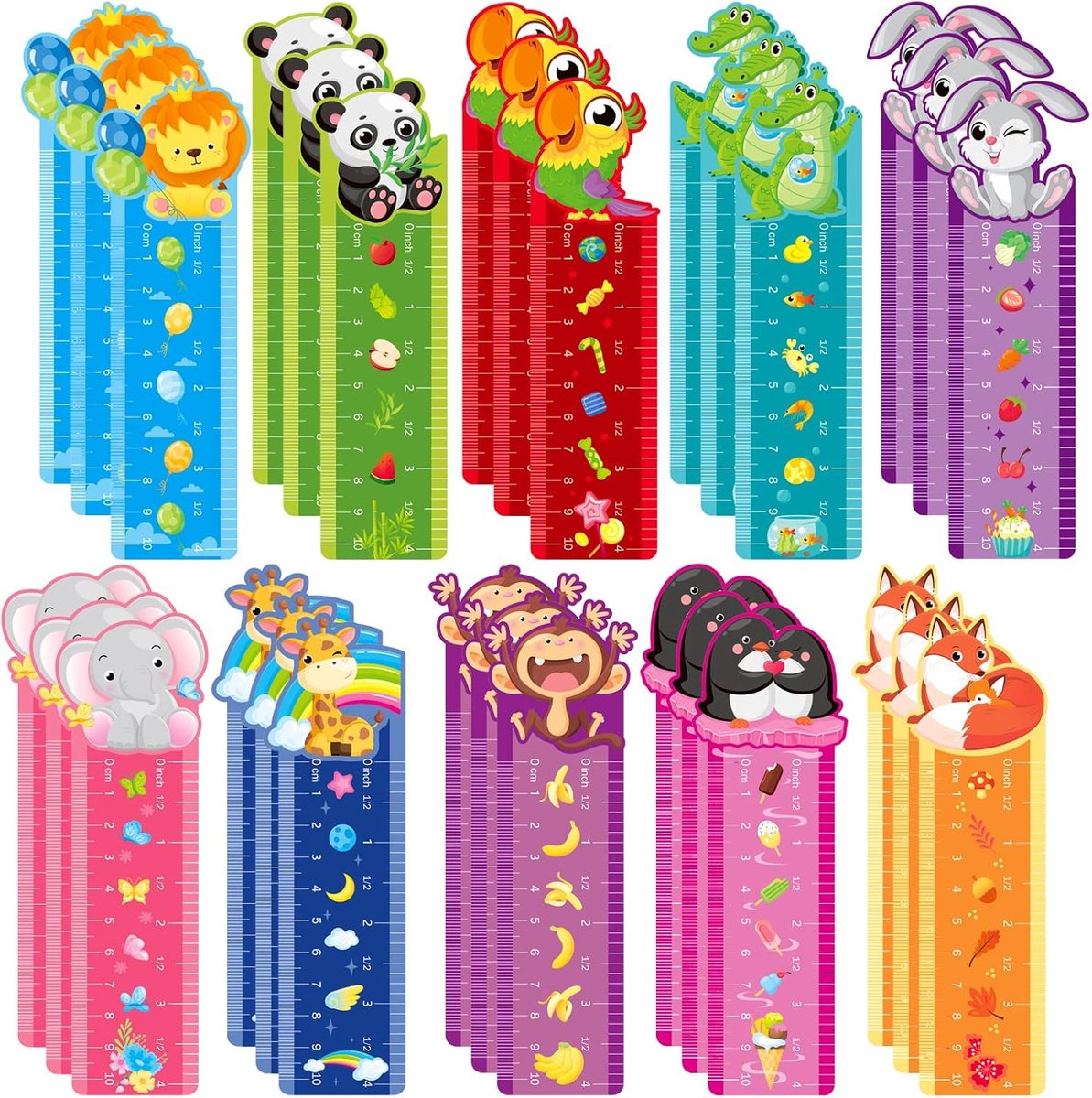 Boekenleggers 30 Stuks - Dierenpatronen - Ruler Design - Leuk voor Kinderen - ShopVlot