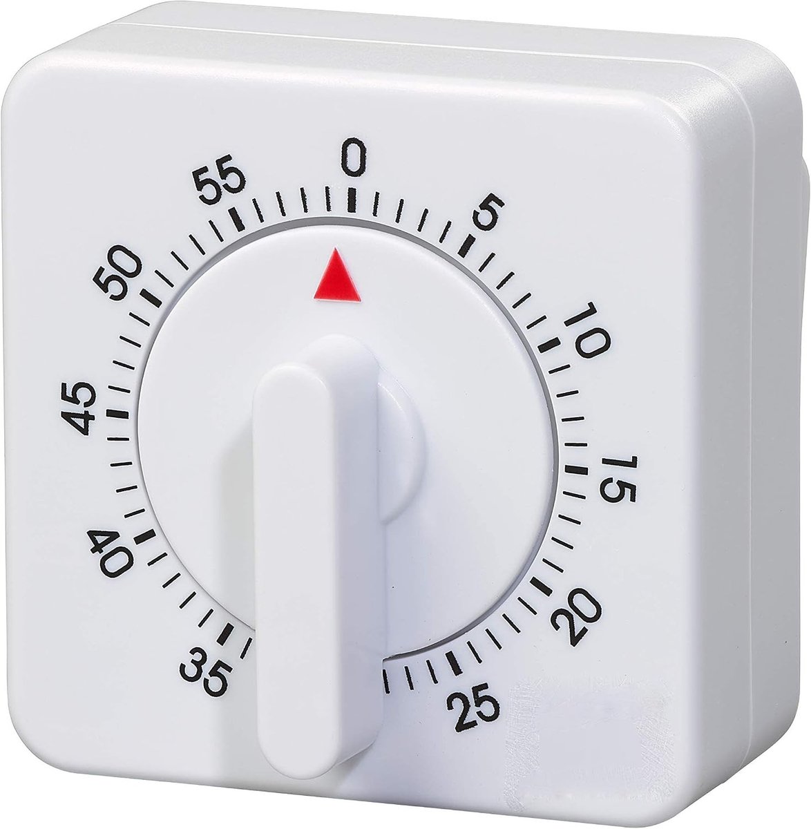 Keukentimer - Wit - 6 x 6 x 2,5 cm - Mechanische Timer zonder Batterijen - Voor Koken en Bakken