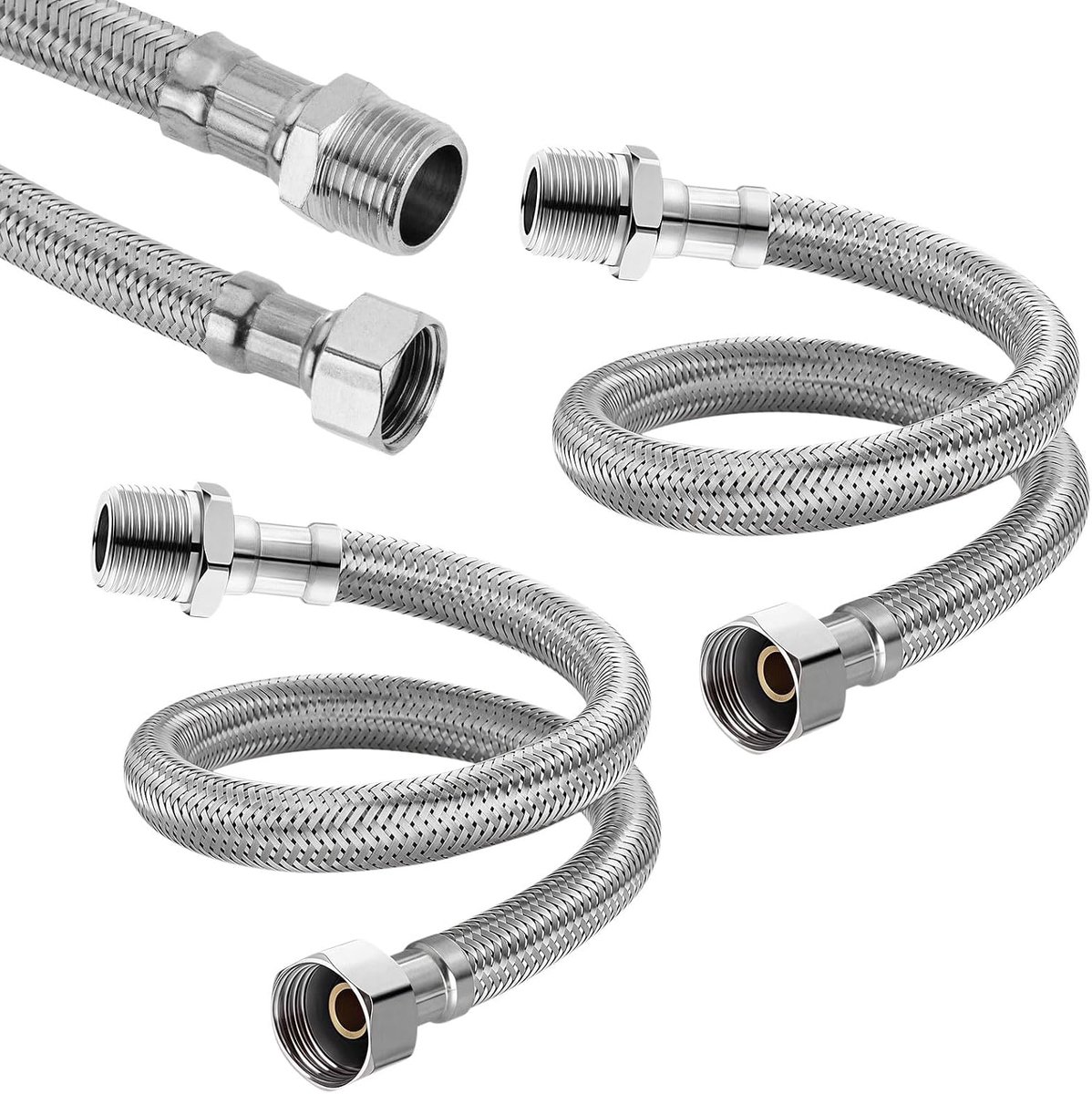 Flexibele slang 3/8 inch - 304 roestvrij staal - 2 stuks - voor wastafel en badkamer - ShopVlot