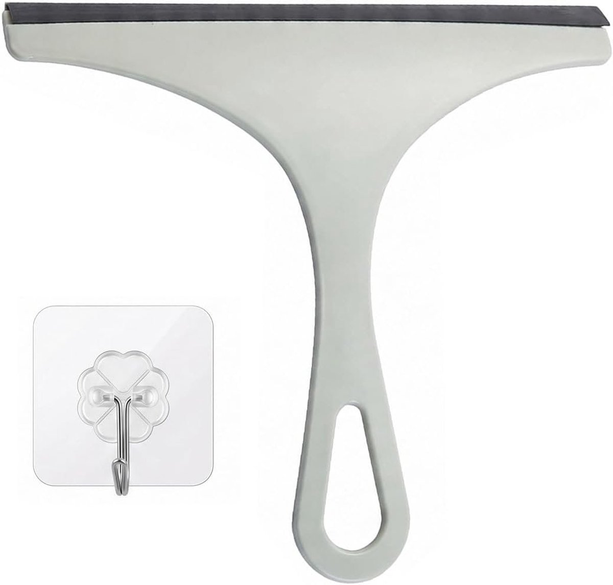 Shower wiper and window wiper 1 piece, green, made of plastic, for streak-free cleaning with hanging hook. Ideal for - ShopVlot