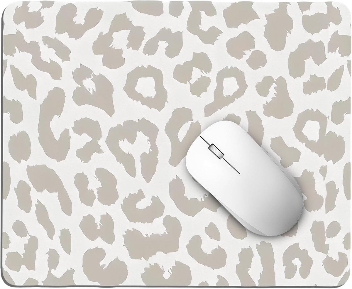 Luipaardprint muismat beige voor kantoor en thuis, moderne kantoormuismat met elegant patroon, compacte muismat, beige - ShopVlot