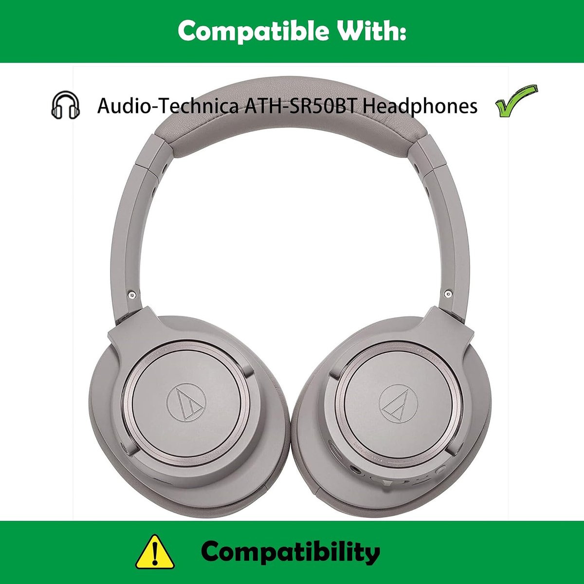 Comfortable Replacement Ear Pads Compatible with Audio-Technica ATH-SR50BT Wireless Over-Ear Headphones Earpads with - ShopVlot