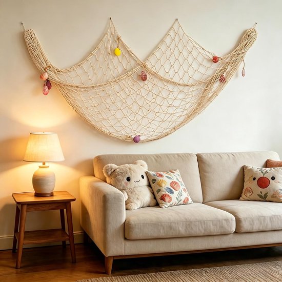 AYEUPZ 150cm x 200cm Fishing Net Wall Decoration Fishing Net Decoration Large Beach Themes Fishing Net Wall Hanging - ShopVlot — afbeelding 4