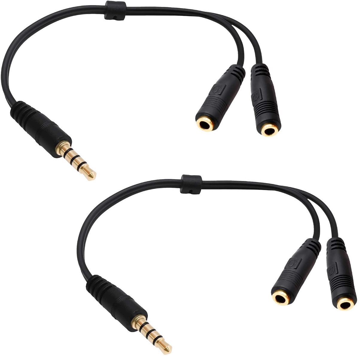 3.5mm headphone splitter cable 3.5mm TRRS headset 1 plug to 2 connectors microphone and audio stereo aux-jack cable - ShopVlot
