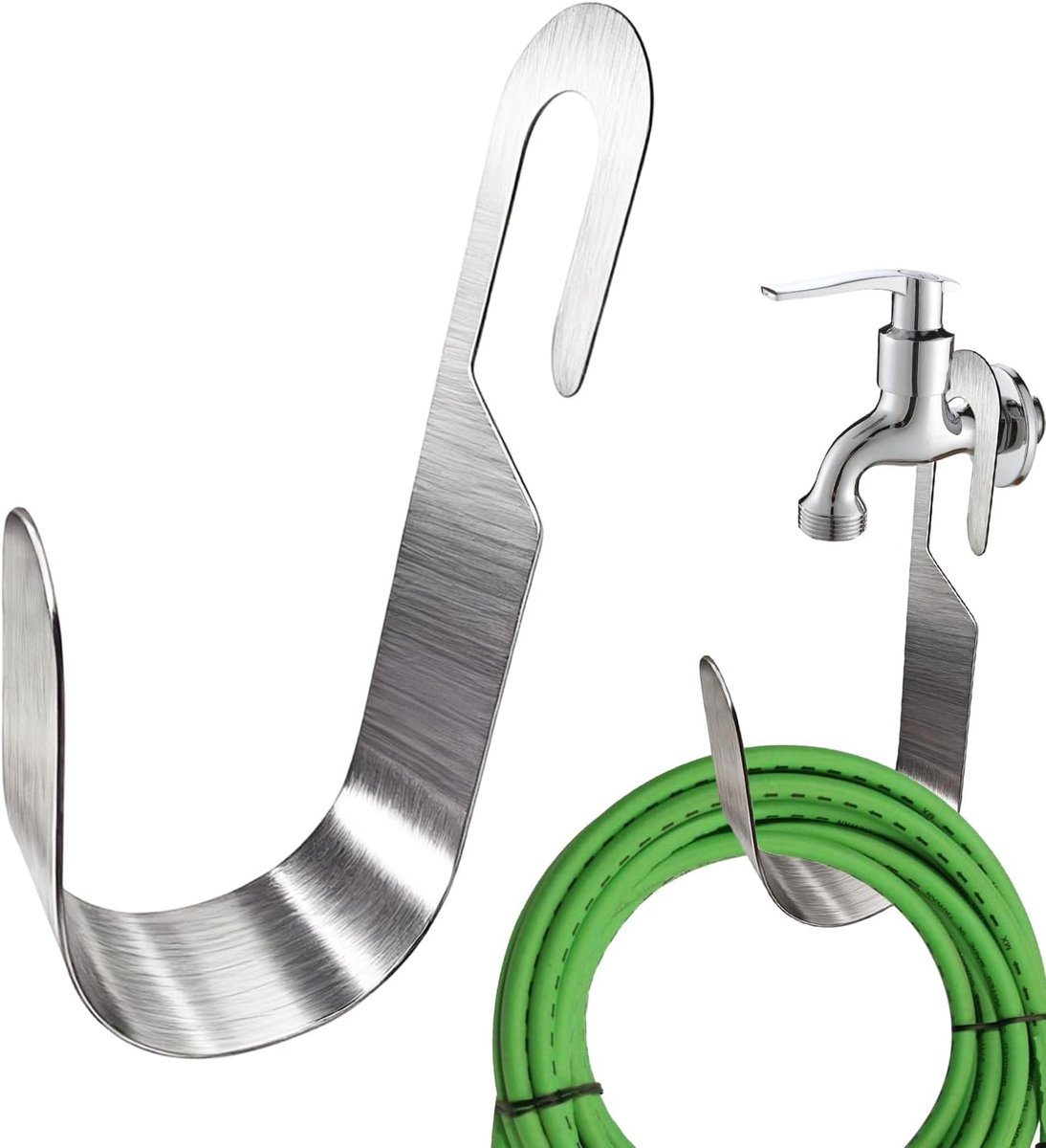 Stainless Steel 304 Garden Hose Hanging, Garden Hose Holder Wall Mounted, Load Capacity up to 5 kg, Reverse U-Shaped - ShopVlot